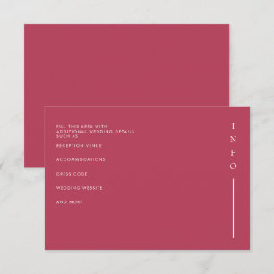  Simple Elegant Minimal Modern Magenta Wedding  Enclosure Card