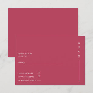 Simple Elegant Minimal Modern Magenta Wedding  RSVP Card
