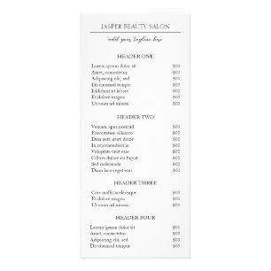 Simple Elegant Minimal Price List Modern Rack Card