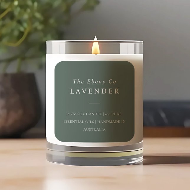 Simple Elegant Minimal Rustic Green Candle Label (Creator Uploaded)