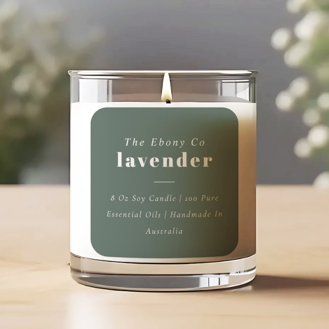 Simple Elegant Minimal Rustic Green Candle Label (Creator Uploaded)