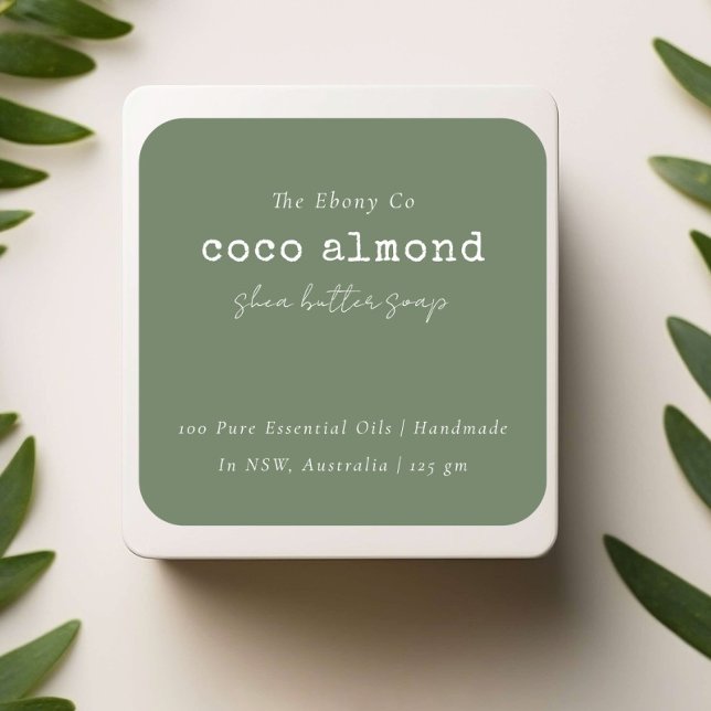 Simple Elegant Minimal Rustic Green Soap Label (Creator Uploaded)