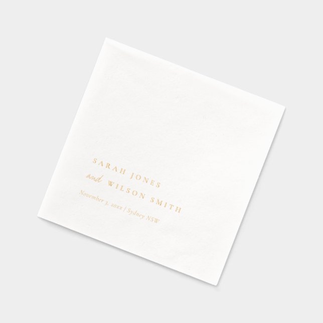 Simple Elegant Minimal Topography Custom Wedding Foil Napkins (Left)