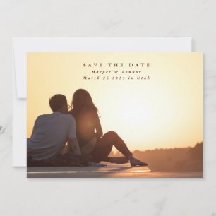 Simple Elegant Minimalism Maroon Vintage Photo Save The Date