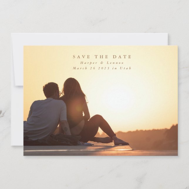 Simple Elegant Minimalism Photo Wedding Save The Date (Front)