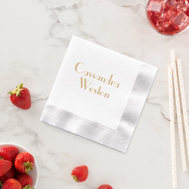 Simple Elegant Minimalist #7XL Script Name Only Foil Napkins (Insitu (Strawberry))