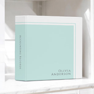 Simple Elegant Minimalist Aqua Colour Block Binder