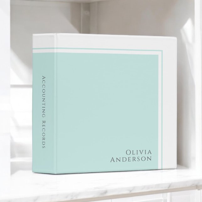 Simple Elegant Minimalist Aqua Colour Block Binder (Creator Uploaded)
