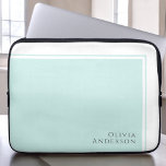 Simple Elegant Minimalist Aqua Colour Block Laptop Sleeve<br><div class="desc">A simple minimalist design that conveys a sense of elegance and classic style with its modern colour block design element in light aquamarine. The text template for this design includes your name on the lower right corner of the design. The versatility of this minimalist design works beautifully for so many...</div>