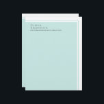 Simple Elegant Minimalist Aqua Colour Block Letterhead<br><div class="desc">A simple and elegant design with minimalist appeal, this stationery has an aquamarine colour block design with a text template for personalizing with your name and address or other desired text. Use it as your personal stationery, or add your business name for a stylish and professional look in your business...</div>
