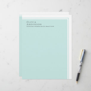 Simple Elegant Minimalist Aqua Colour Block Letterhead