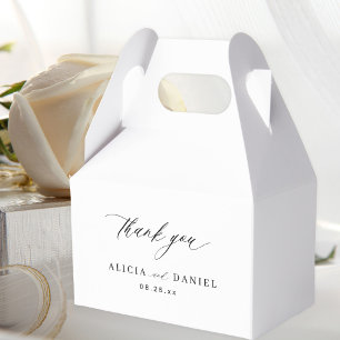 Simple elegant minimalist black and white wedding favor box