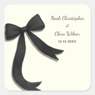 Simple Elegant Minimalist Black Bow Classic Square Sticker