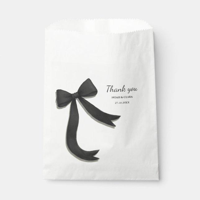 Simple Elegant Minimalist Black Bow Favour Bag (Front)