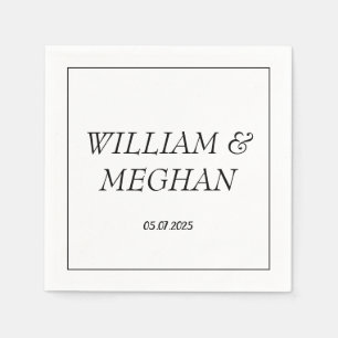 Simple Elegant Minimalist Black Script Wedding  Napkin