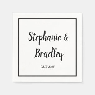 Simple Elegant Minimalist Black Script Wedding  Napkin