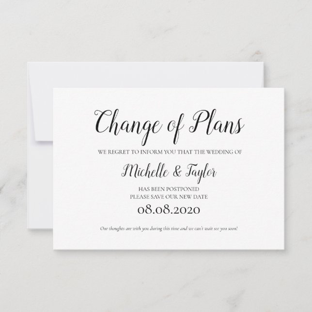 Simple Elegant Minimalist Change the Plans Card (Front)