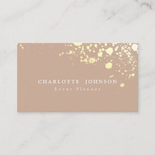 Simple Elegant Minimalist Gold Splatter Tan Beauty Business Card