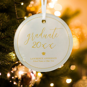 Simple Elegant Minimalist Graduate 2024 Graduation Glass Ornament