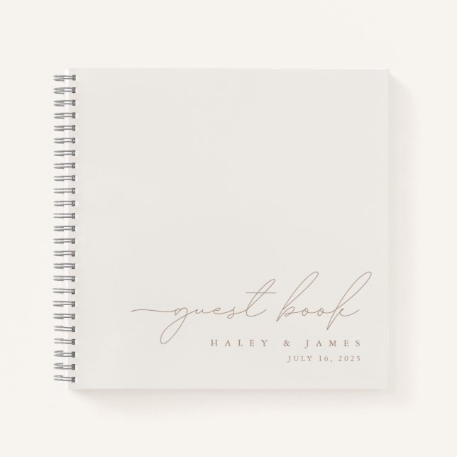 Simple Elegant Minimalist Ivory Wedding Guest Book (Front)