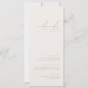 Simple Elegant Minimalist Ivory Wedding Menu  Invitation