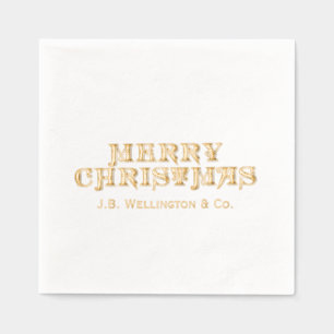 Simple Elegant Minimalist Merry Christmas Name Foil Napkins