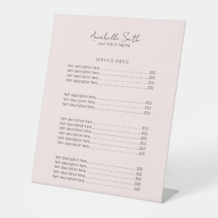 Simple Elegant Minimalist Modern Pink Price List Pedestal Sign