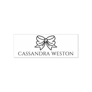 Simple Elegant Minimalist Name with Bow #4-4 Self-inking Stamp