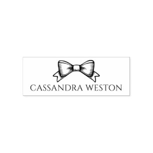 Simple Elegant Minimalist Name with Bow #4-6 Self-inking Stamp
