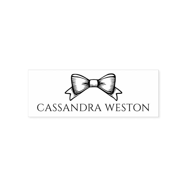 Simple Elegant Minimalist Name with Bow #4-6 Self-inking Stamp (Design)