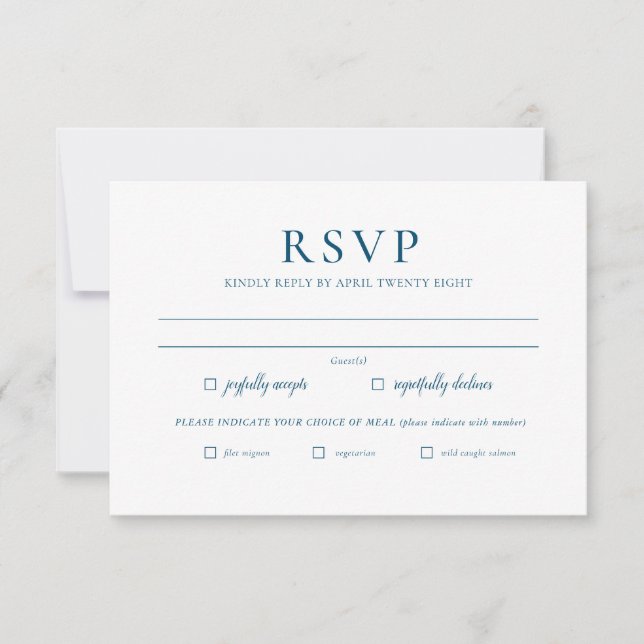 Simple Elegant Minimalist Navy Colour RSVP Card (Front)