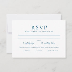 Simple Elegant Minimalist Navy Colour RSVP Card