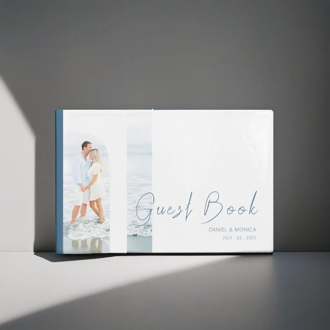 Simple Elegant Minimalist pastel blue Wedding Guest Book (Capture timeless memories with our Elegant Minimalist Pastel Blue Wedding Guest Book. )