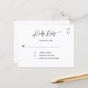 Simple Elegant Minimalist personalized rsvp Postcard