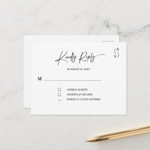 Simple Elegant Minimalist personalized rsvp Postcard