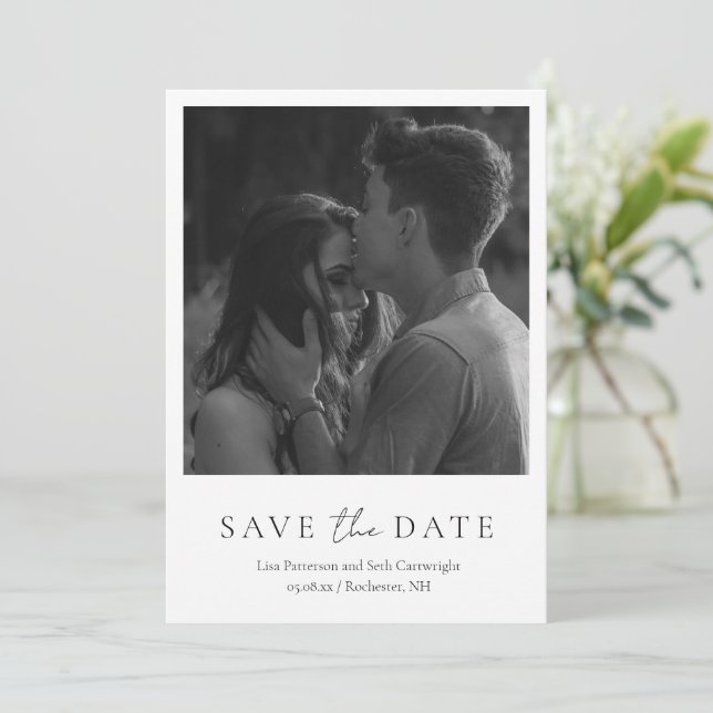 Simple Elegant Minimalist Photo Modern Wedding Save The Date (Standing Front)