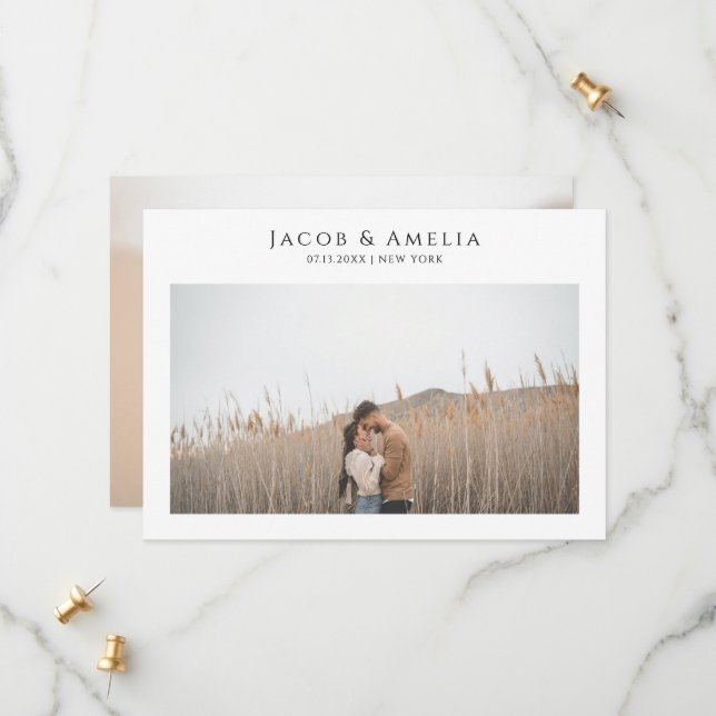 Simple Elegant Minimalist Photo Wedding Save The Date (Front/Back In Situ)