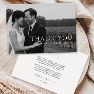 Simple Elegant Minimalist Photo Wedding Thank You Card