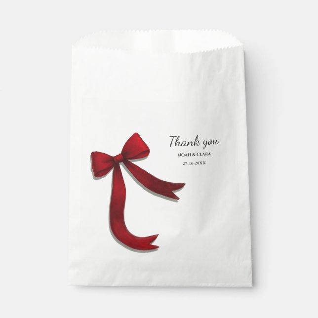 Simple Elegant Minimalist Red Bow Favour Bag (Front)