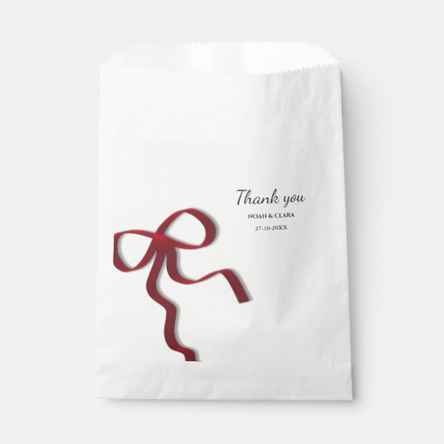 Simple Elegant Minimalist Red Bow Favour Bag (Front)