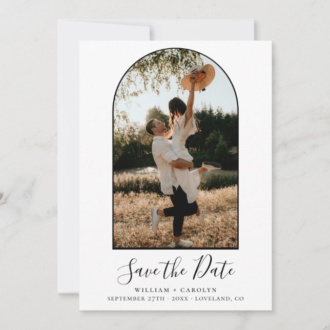 Simple Elegant Minimalist Two Photo Wedding Save The Date (Front)