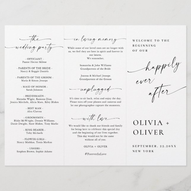 Simple Elegant Minimalist Wedding Ceremony Program (Front)