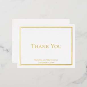 Simple Elegant Minimalist Wedding Thank You Foil Invitation Postcard