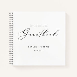 Simple Elegant Minimalist White Wedding Guest Book