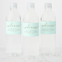 Simple Elegant Mint Green and Gold Wedding Water B