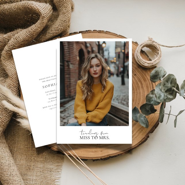 Simple Elegant Miss to Mrs. Bridal Shower Photo Invitation (Creator Uploaded)