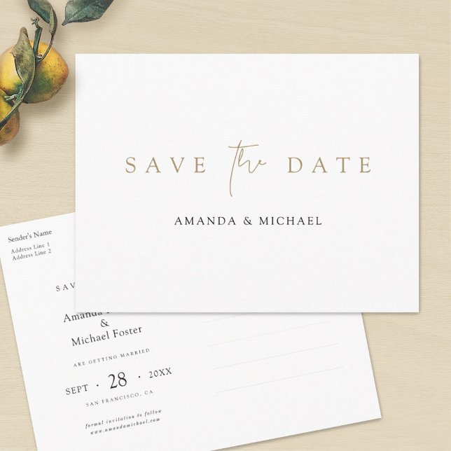Simple Elegant Mixed Font Gold  Announcement Postcard (Creator Uploaded)