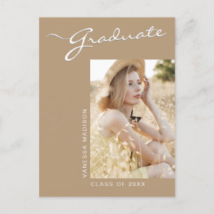 Simple Elegant Modern   1 Photo Grad Announcement Postcard