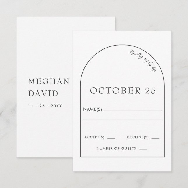 Simple Elegant Modern Arch Wedding RSVP Card (Front/Back)
