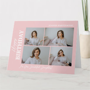 Simple Elegant Modern Birthday Stylish 4 Photo Card